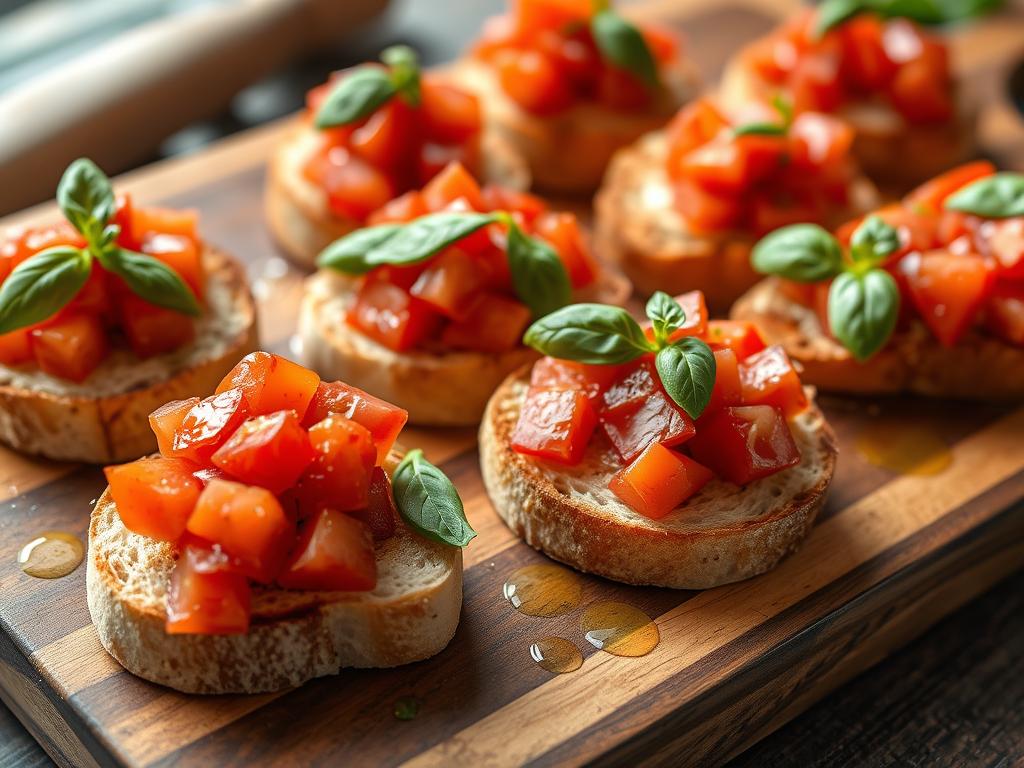 Bruschetta with tomatoes and basil for recipes tutorial