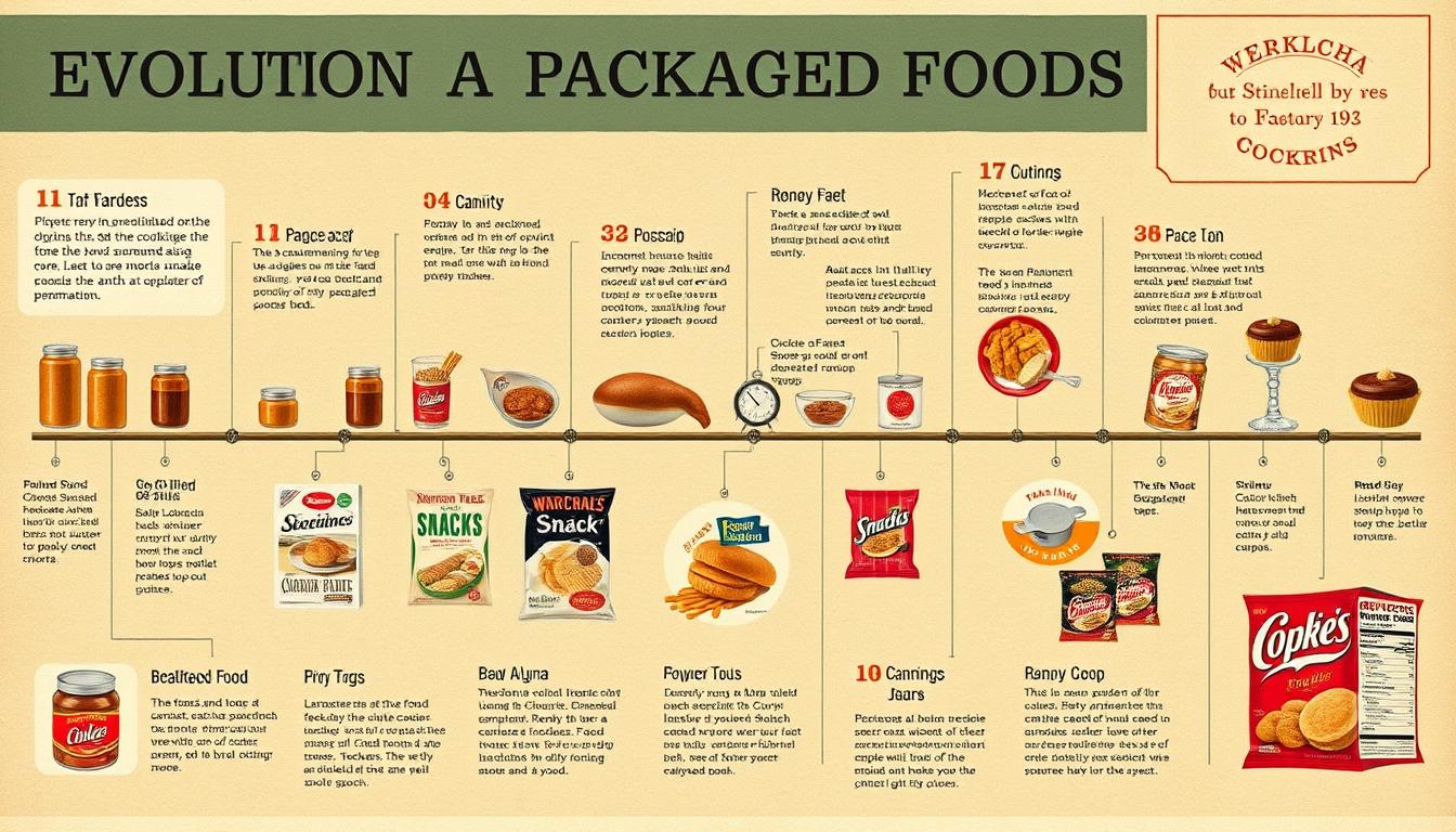 Historical evolution of packaged foods from early canning to modern snacks